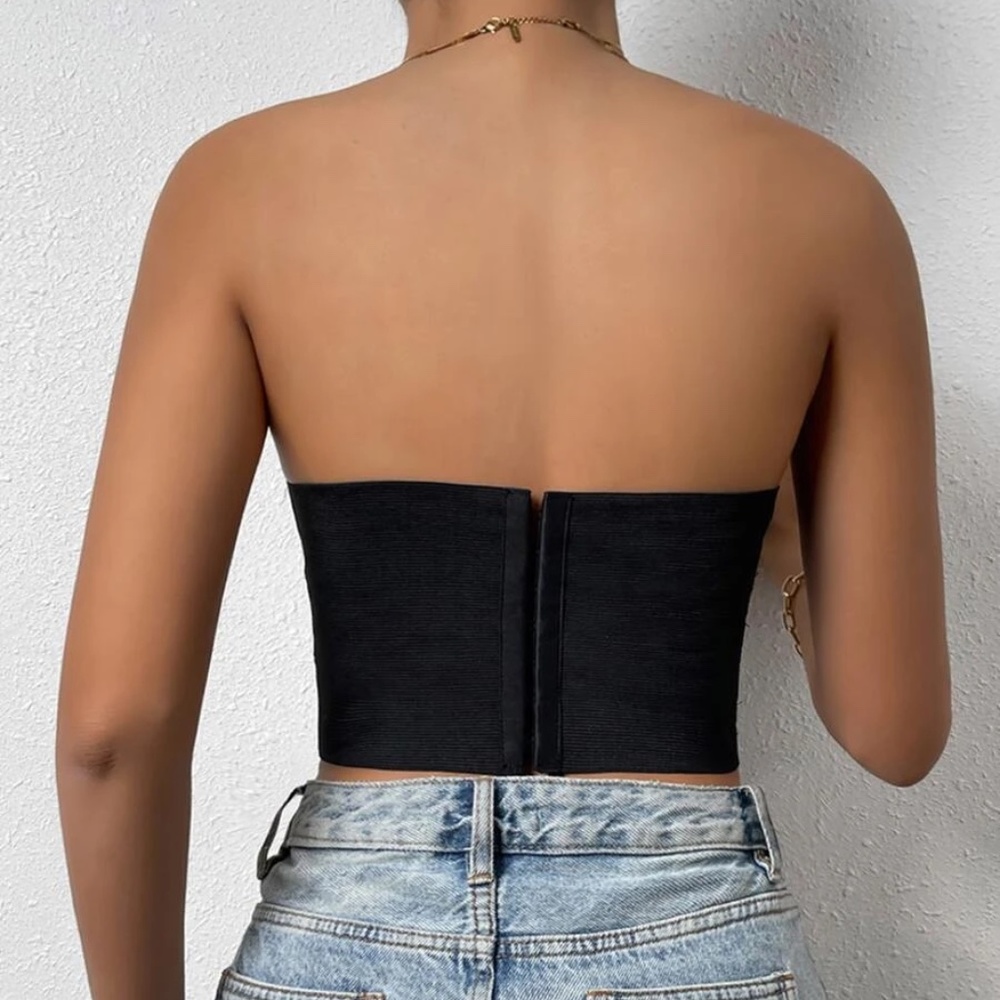 Floral Print Embroidered Corset Cropped Top - Picture 4 of 5